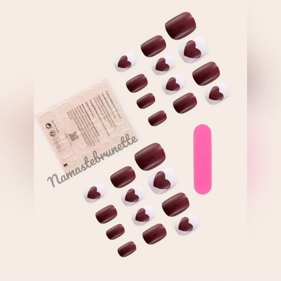 2/$16 Square Heart Press On Nails - Picture 3 of 6